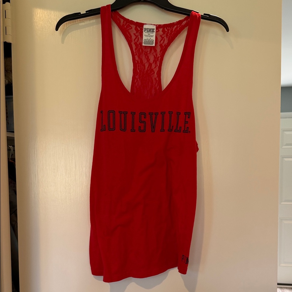 PINK Victoria's Secret Red Louisville Lace Racerback Tank